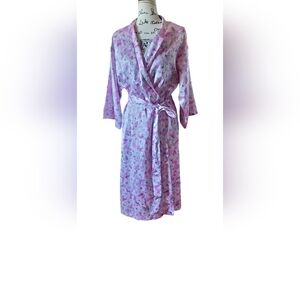 Cabernet by Sleep Sense purple floral wrap robe size Small
